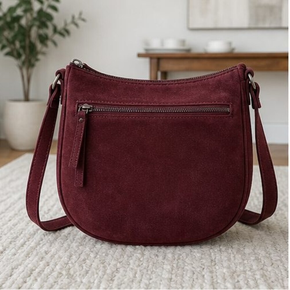 Merlot Suede Crossbody Bag